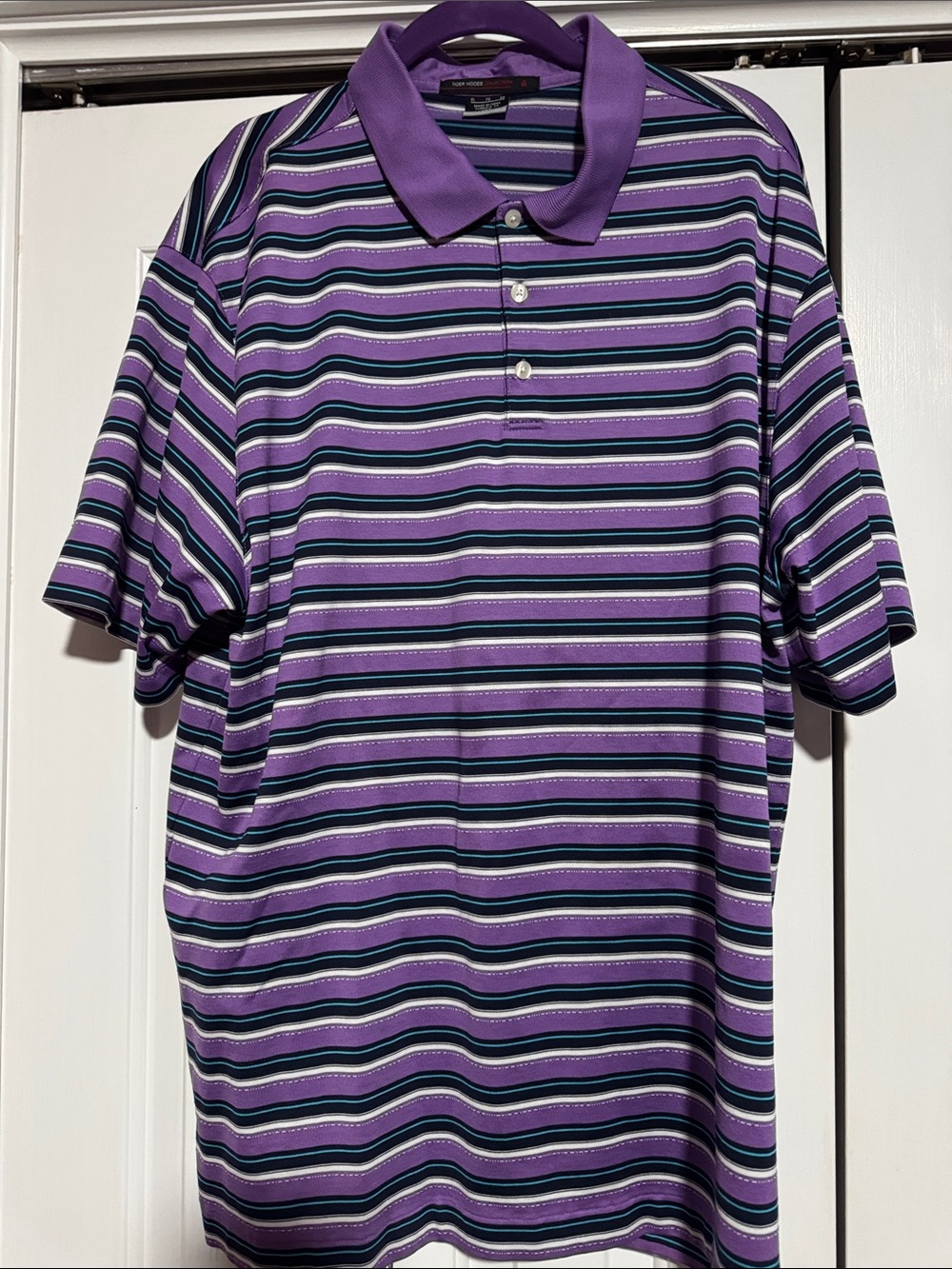 Striped Purple Short-Sleeve Polo Shirt for Men